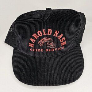 Vintage Corduroy Harold Nash Guide Services Snapback Trucker Hat
